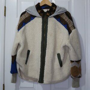 Free People In The Clouds Cardi Almond Navy Combo Hooded Jacket Size S/P